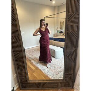 XSCAPE Red Spaghetti Strap Evening Gown Size 12 Formal Dress